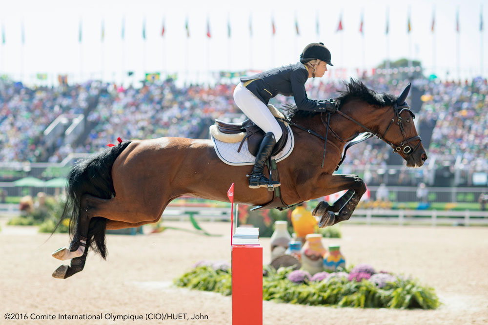 Australia’s Edwina Tops Alexander aboard Lintea Tequila in Show Jumping competition at the 2016 Rio Olympics.