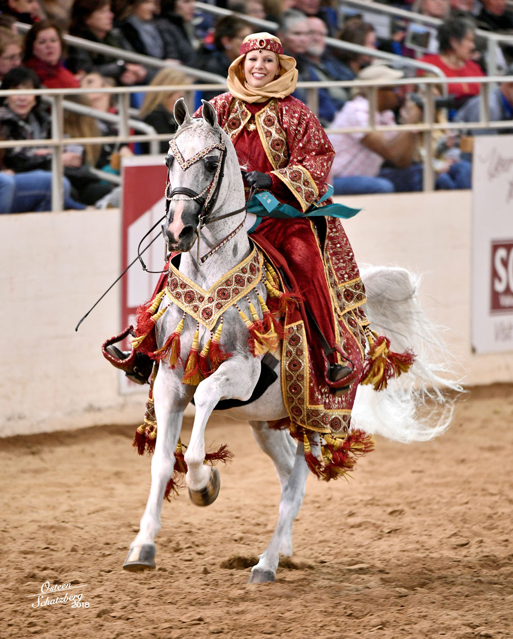 Horse and rider competing in a Native Costume class at the Scottsdale Arabian Horse Show
