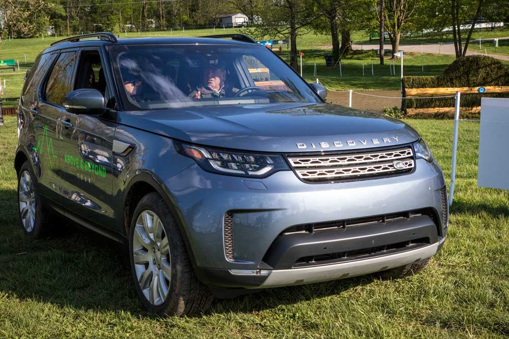 The author with Captain Mark Phillips touring the course in a Land Rover Discovery 