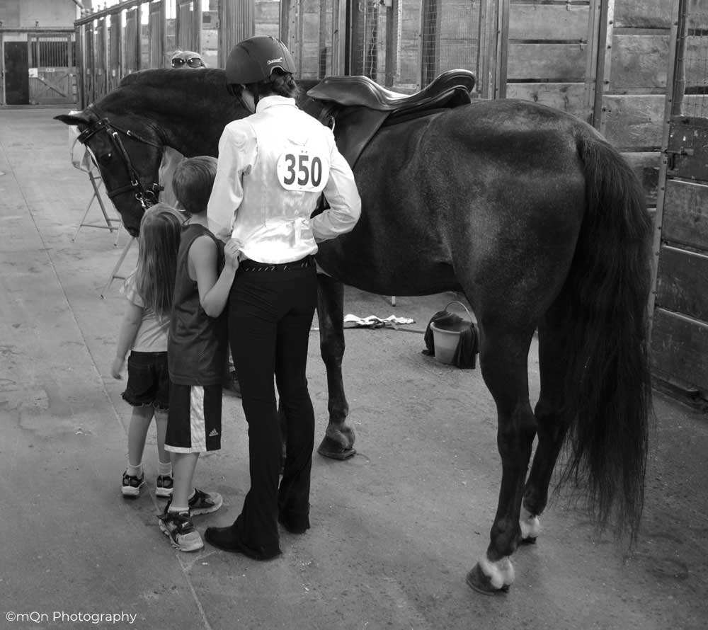 The author with her kids at her first horse show.