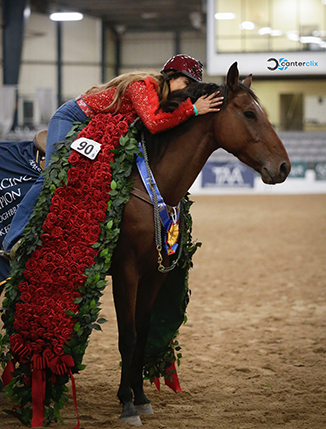 Fallon Taylor and Cowboy Swagger at the 2019 Thoroughbred Makeover