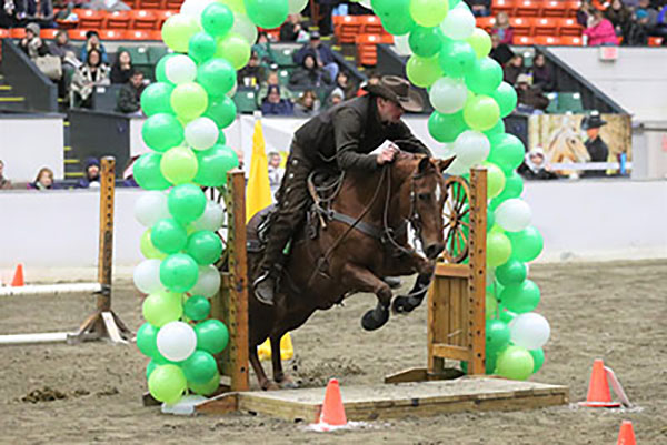 Horse and rider going jumping over obstacle-2021 Equine Affaire tickets 