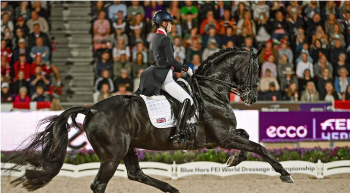 Charlotte Fry and Glamourdale performing in dressage