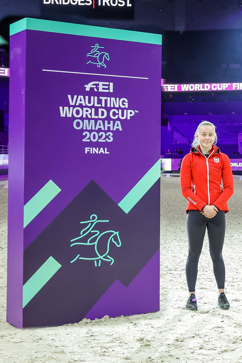 Averill Saunders, Canadian vaulter at the 2023 Omaha FEI World Cup Finals