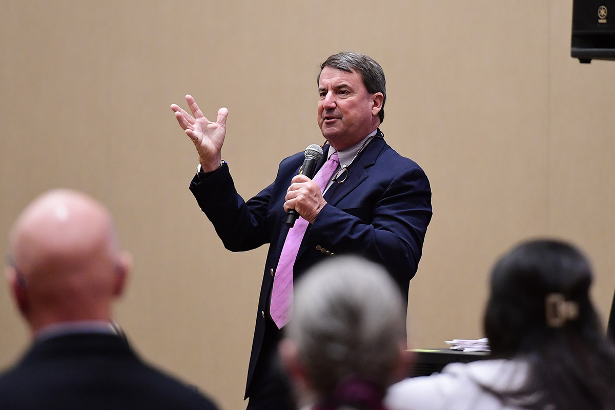 United States Equestrian Foundation Chief of Sport David O’Connor leads a workshop discussion at the 2024 convention