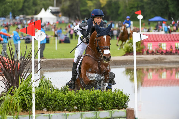Liz Halliday and Miks Master C on cross-country day at the Pan American Games