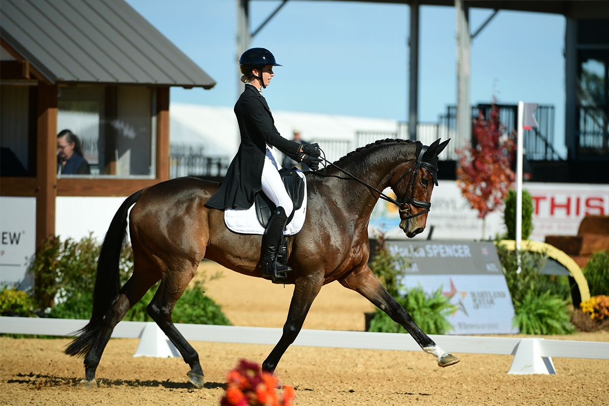 Monica Spencer (NZL) and Artist, second place in the 2025 Maryland 5 Star at Fair Hill CCI5*-L division.