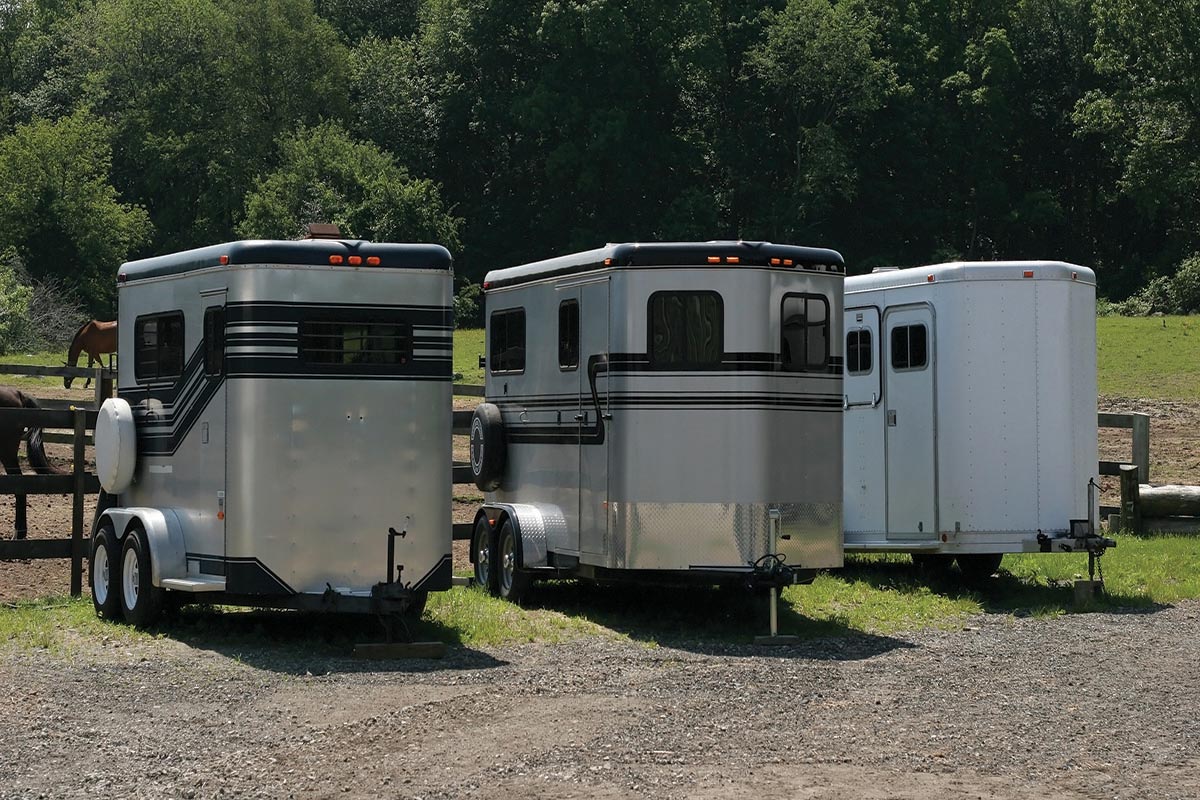 Three horse trailers