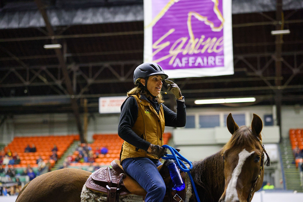Julie Goodnight teaching a clinic at Equine Affaire