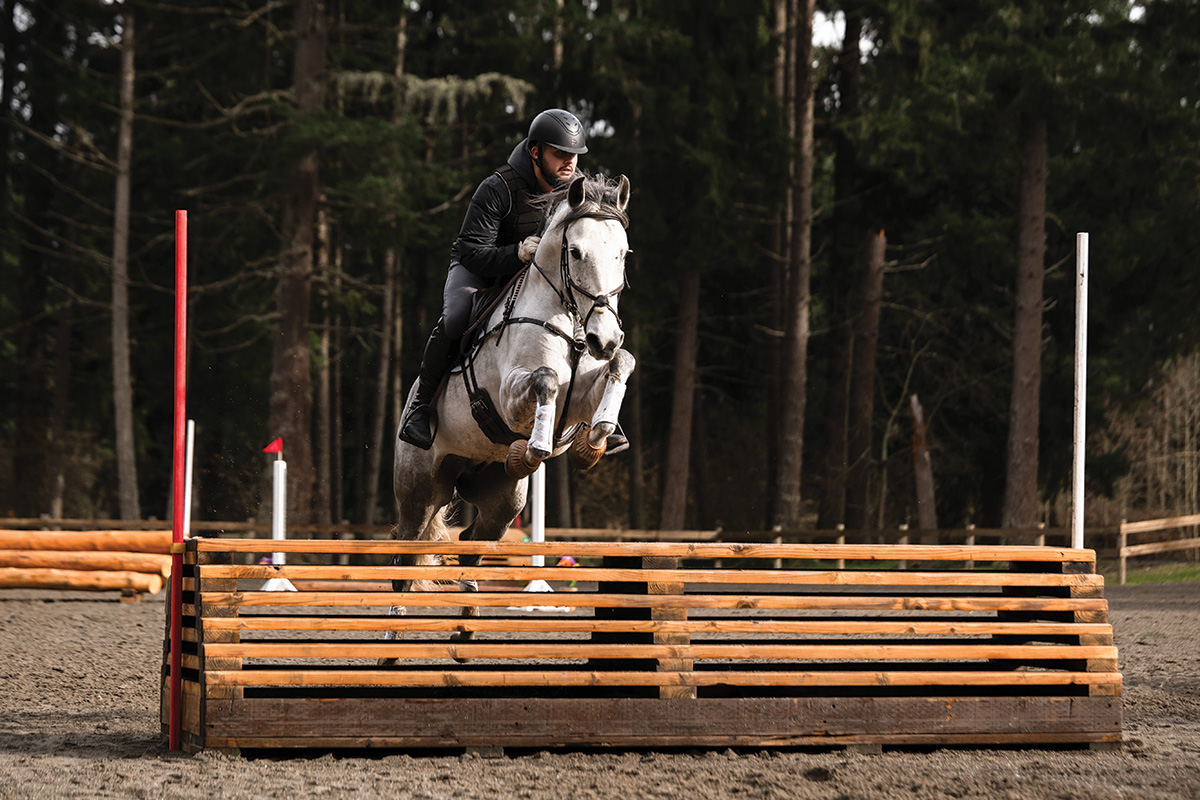 Caroline and Kharisma jumping.