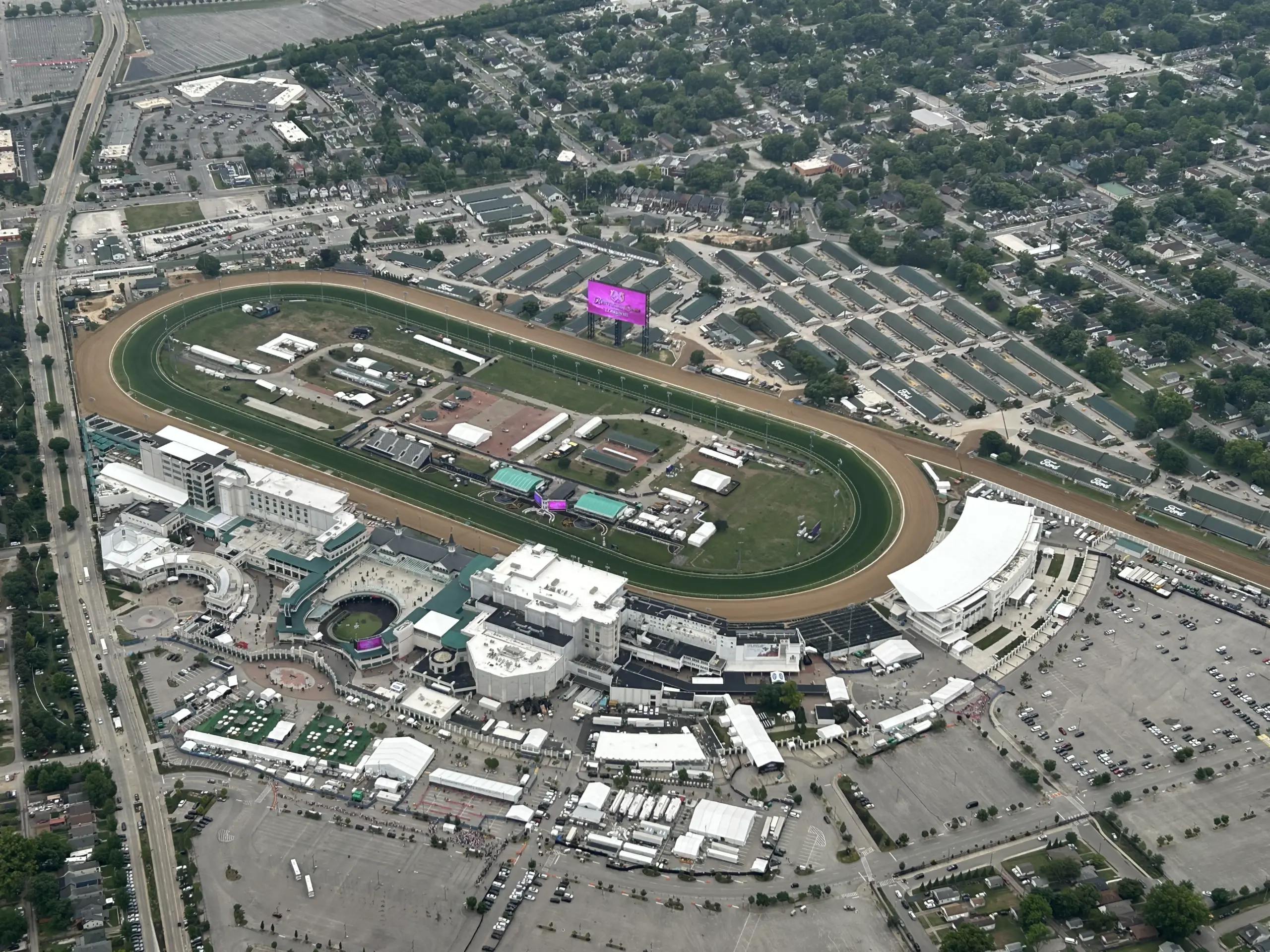 An aerial view of Churchill Downs.