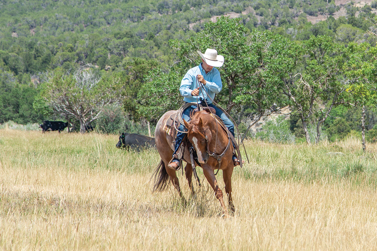 A western trainer riding his horse
