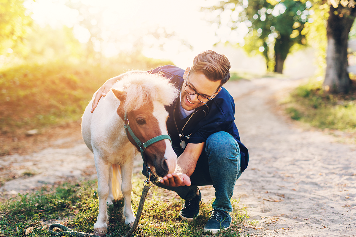 A man with a pony