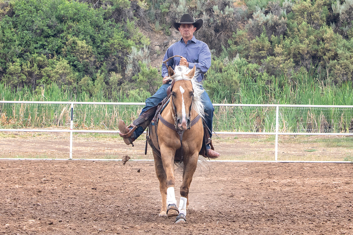 An exaggerated movement of a rider aboard a horse