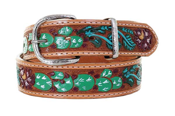 Double J Cactus Tooled Belt