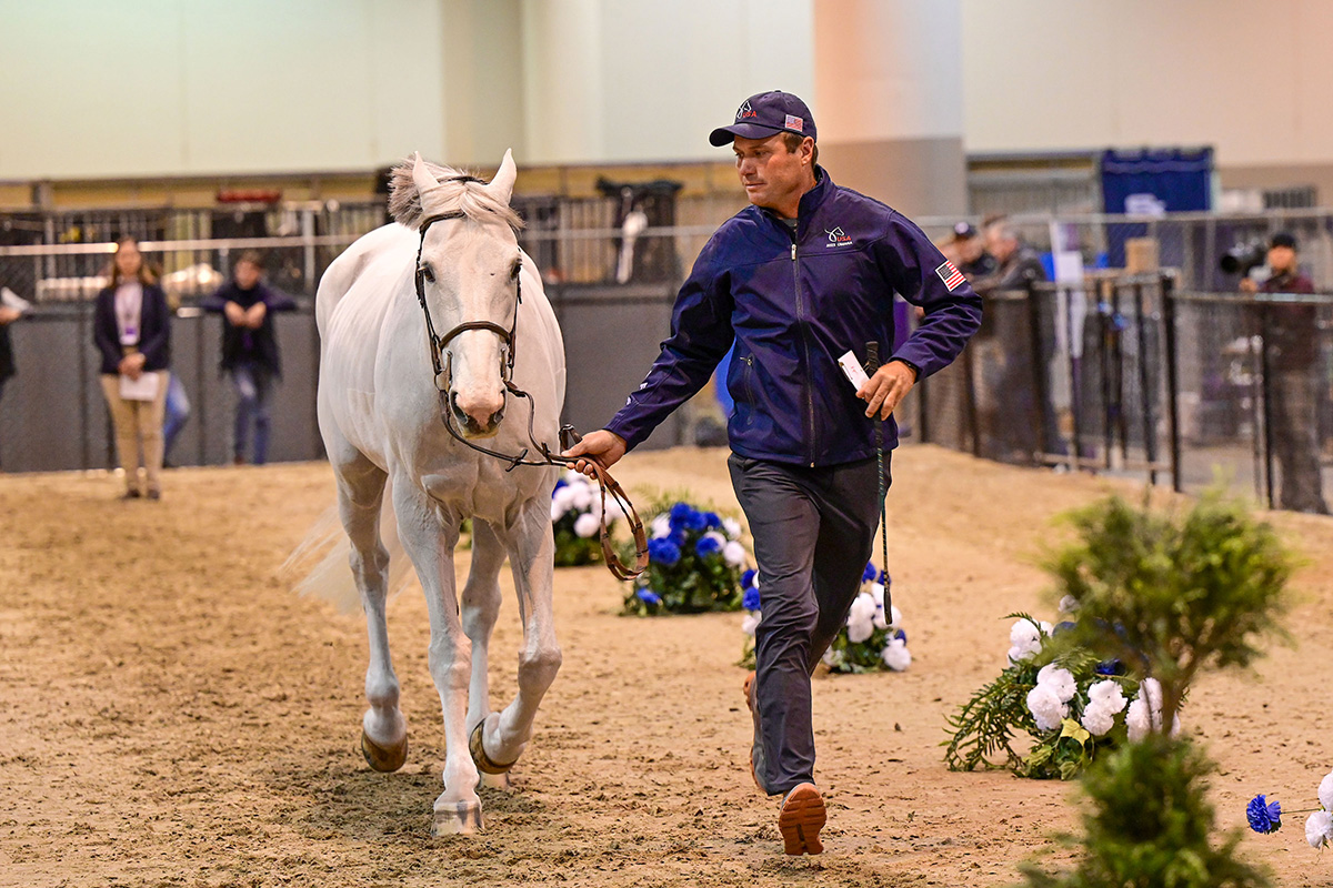 Devin Ryan and Eddie Blue at the jumping inspection for the 2023 FEI World Cup Finals