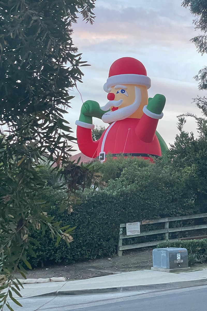 A 30-foot-tall inflatable Santa Claus.
