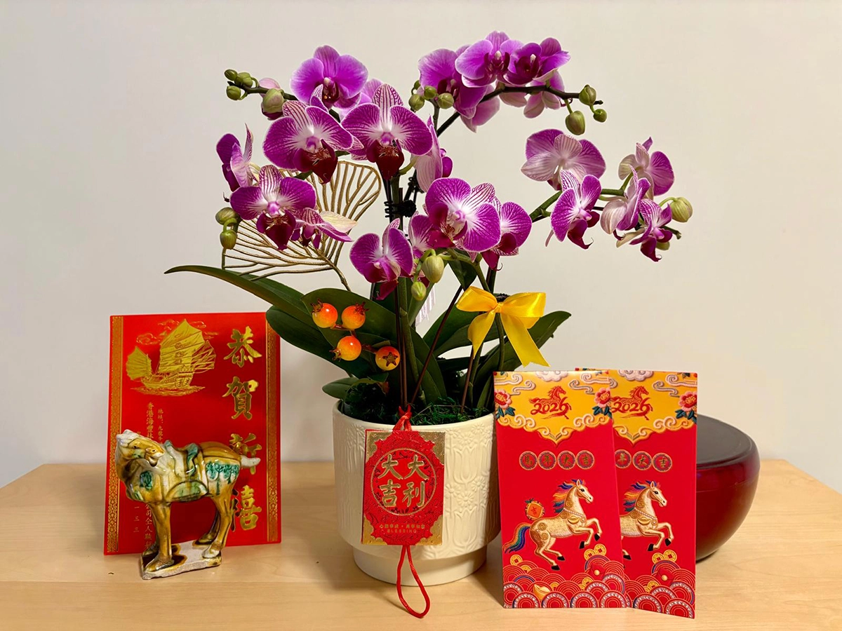 Flowers, red envelopes with money inside and a Chinese ceramic horse are examples of gifts that will be given during the Year of the Horse.