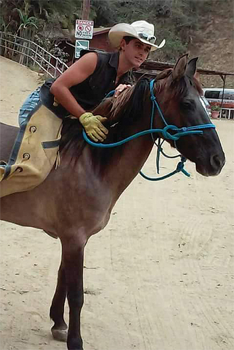 Hugh Englehart bareback on rescued Mustang named Lola.