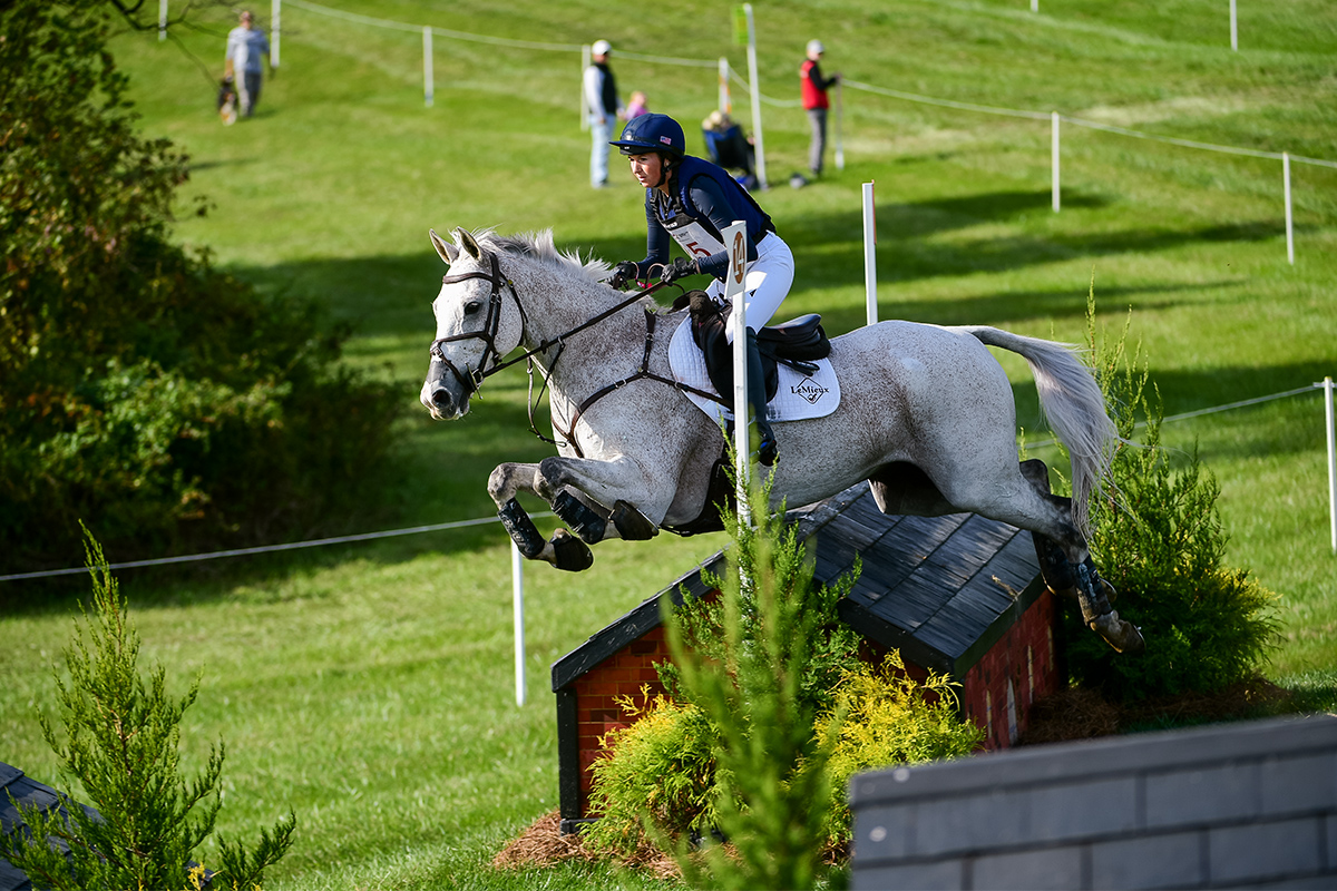 Olivia Dutton (USA) and Jewelent on cross-country.