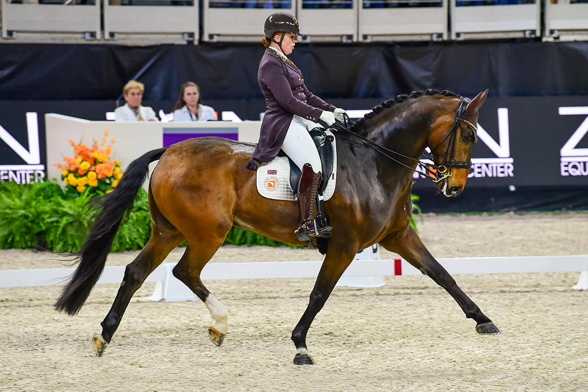 Becky Moody and Jagerbomb during their winning Freestyle at the FEI World Cup Finals in Fort Worth.