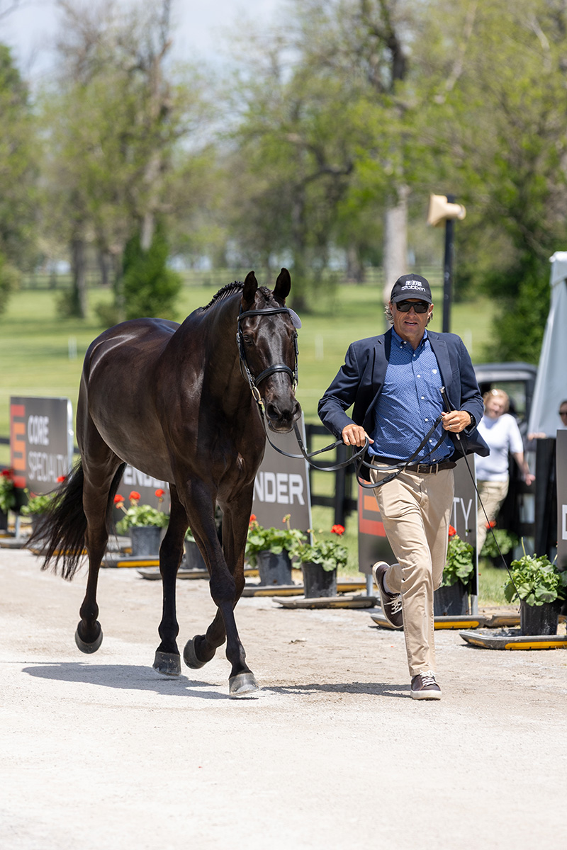 Boyd Martin and Cooley Nutcracker at the 2026 Defender Kentucky Three-Day Event first horse inspection.