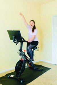 Spinning to improve horse rider fitness.