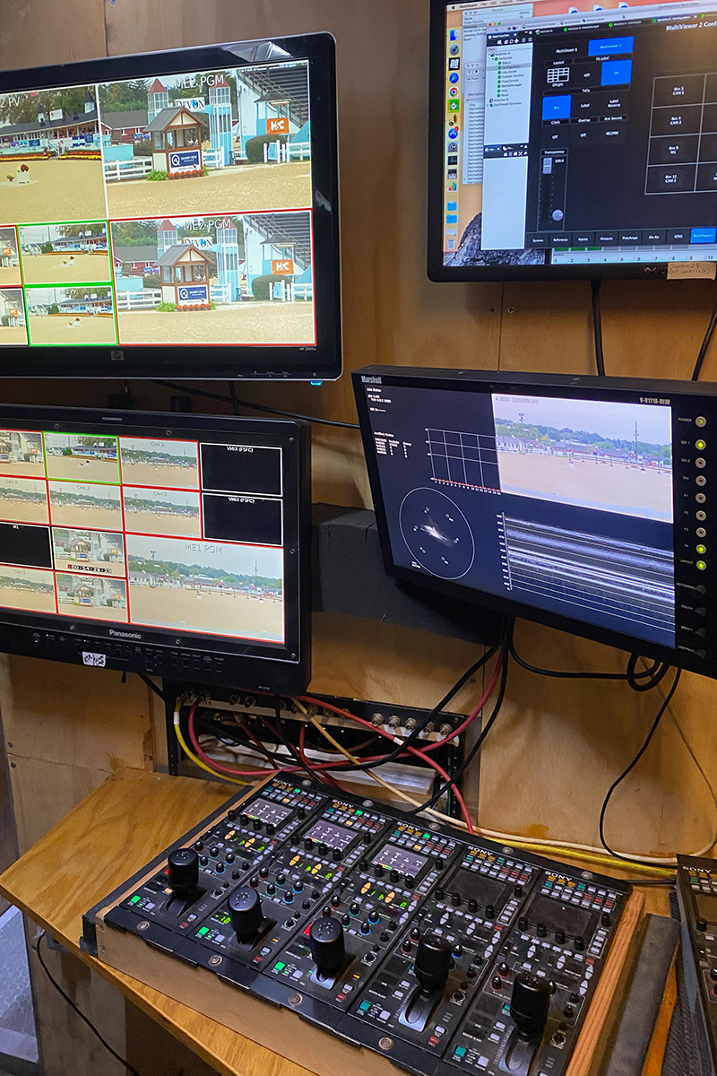 Engineering room of a horse show livestream
