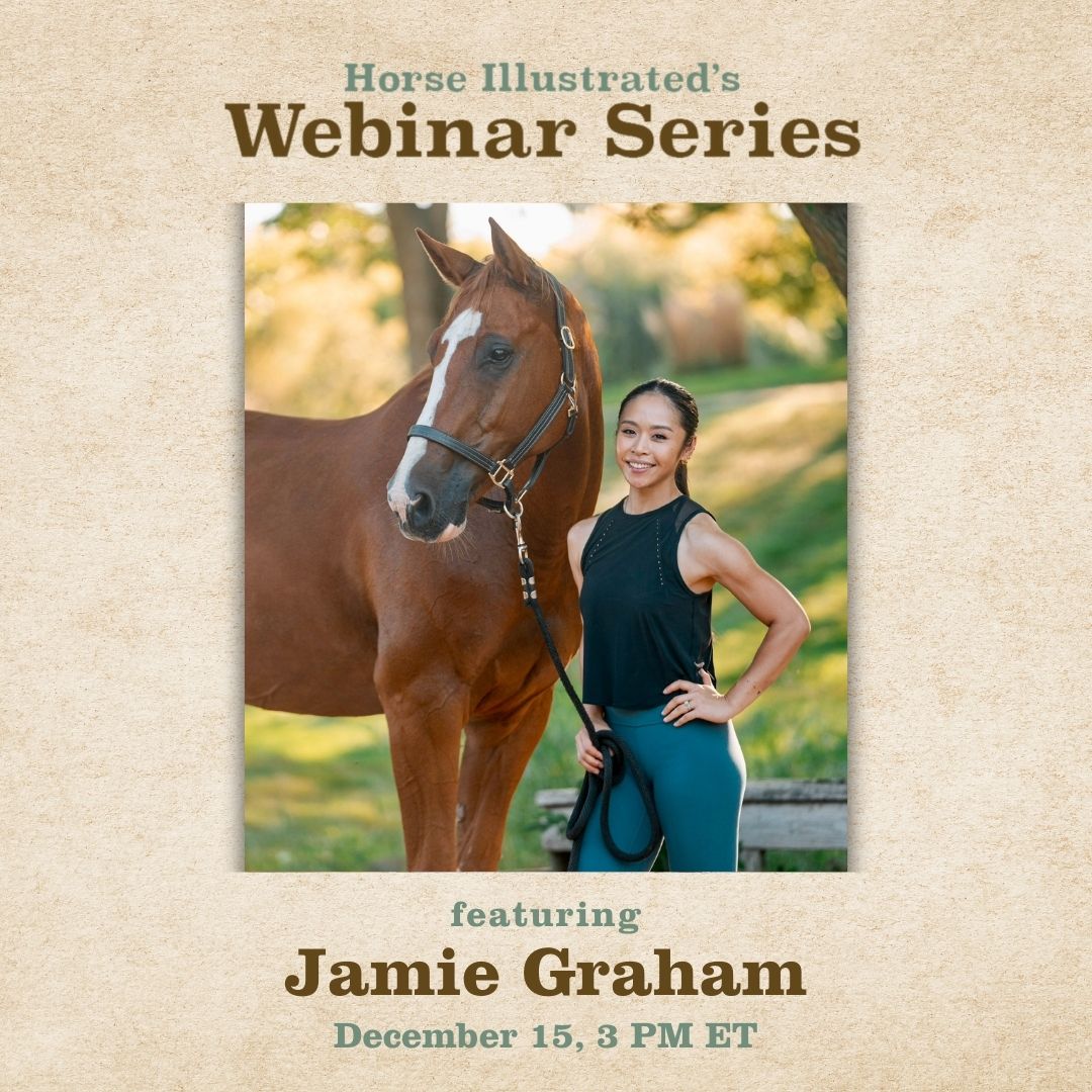 The promo graphic for Jamie Graham on the Horse Illustrated Webinar Series.