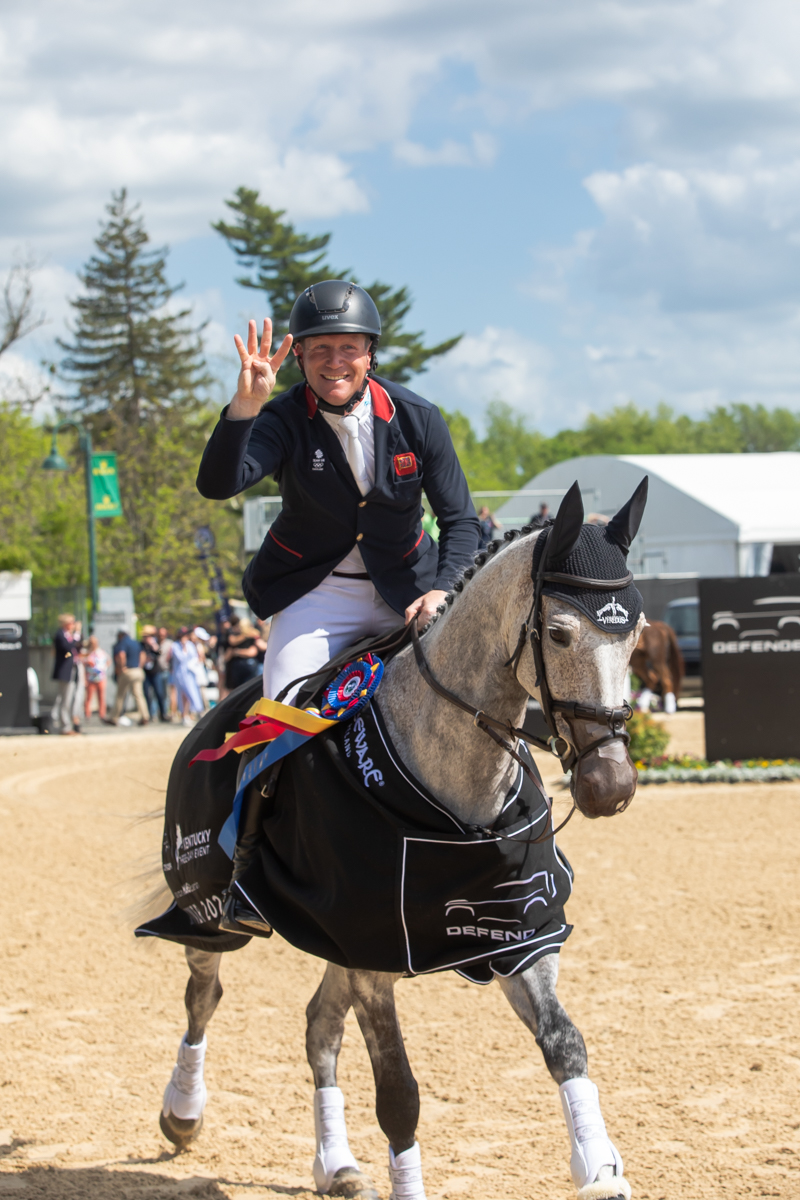 Oliver Townend celebrates his fourth Kentucky Three-Day Event victory