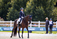 Roxie Trunnell and Fan Tastico H in para dressage team competition at the Paris 2024 Paralympics