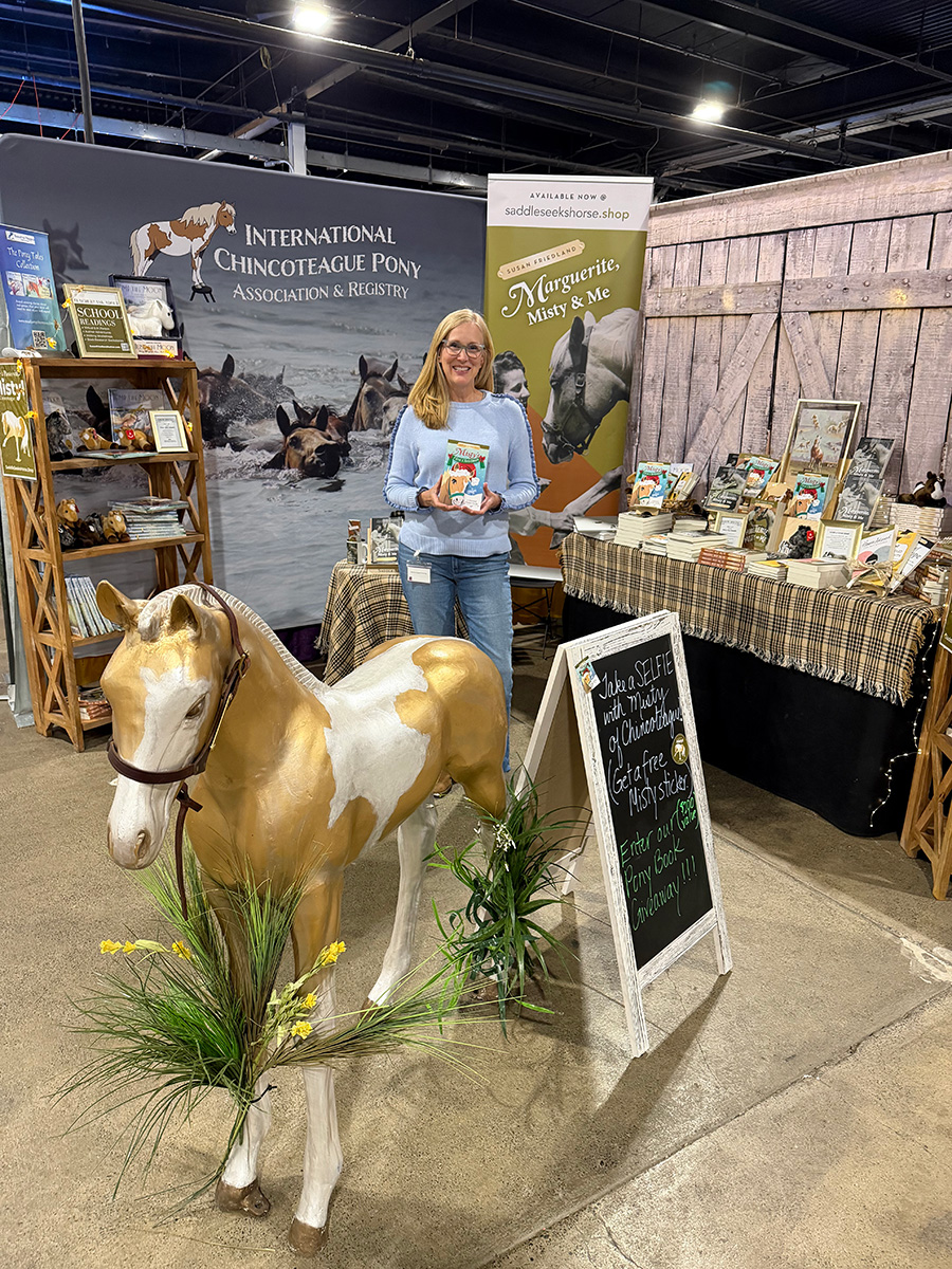 Barn Banter host Susan Friedland's Equine Affaire booth.