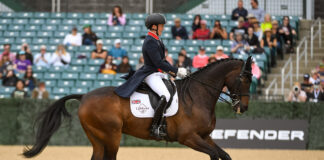 Tom McEwen during first day of dressage at Kentucky Three-Day