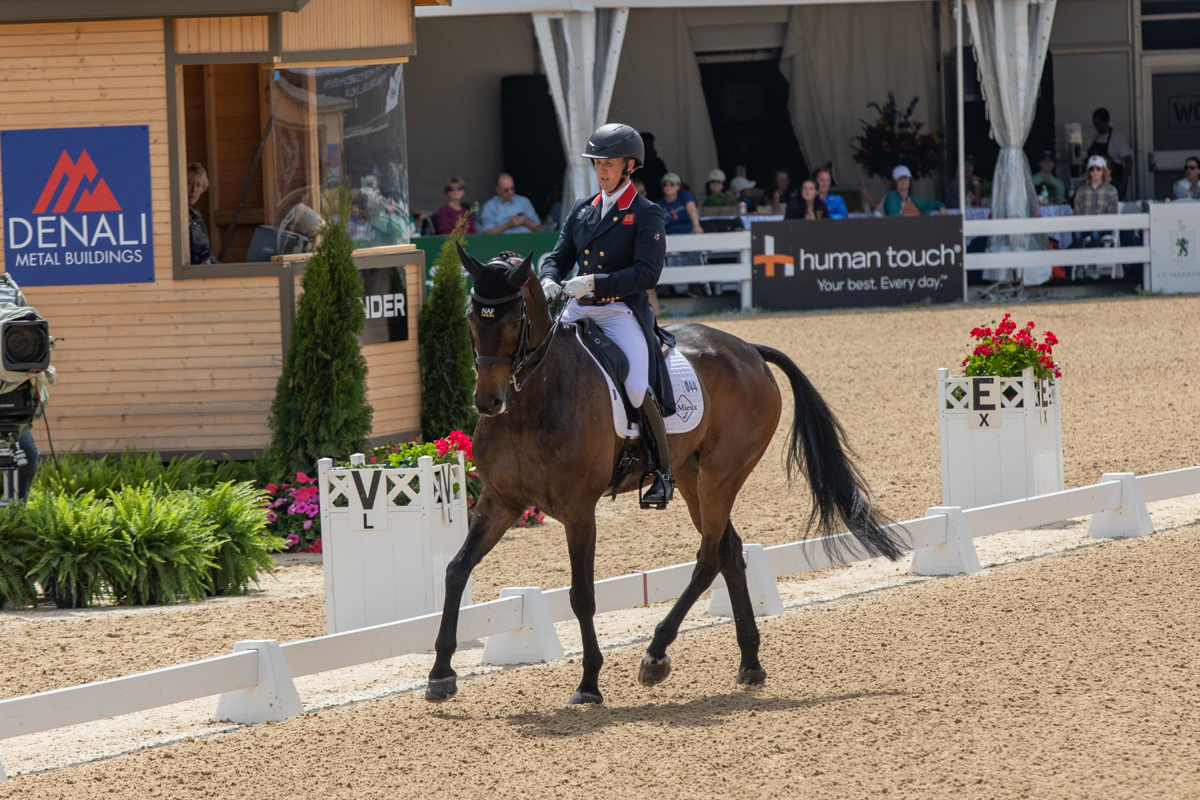 Tom McEwen and JL Dublin (GBR) score a 24.6 in their 2024 Defender Kentucky dressage test 