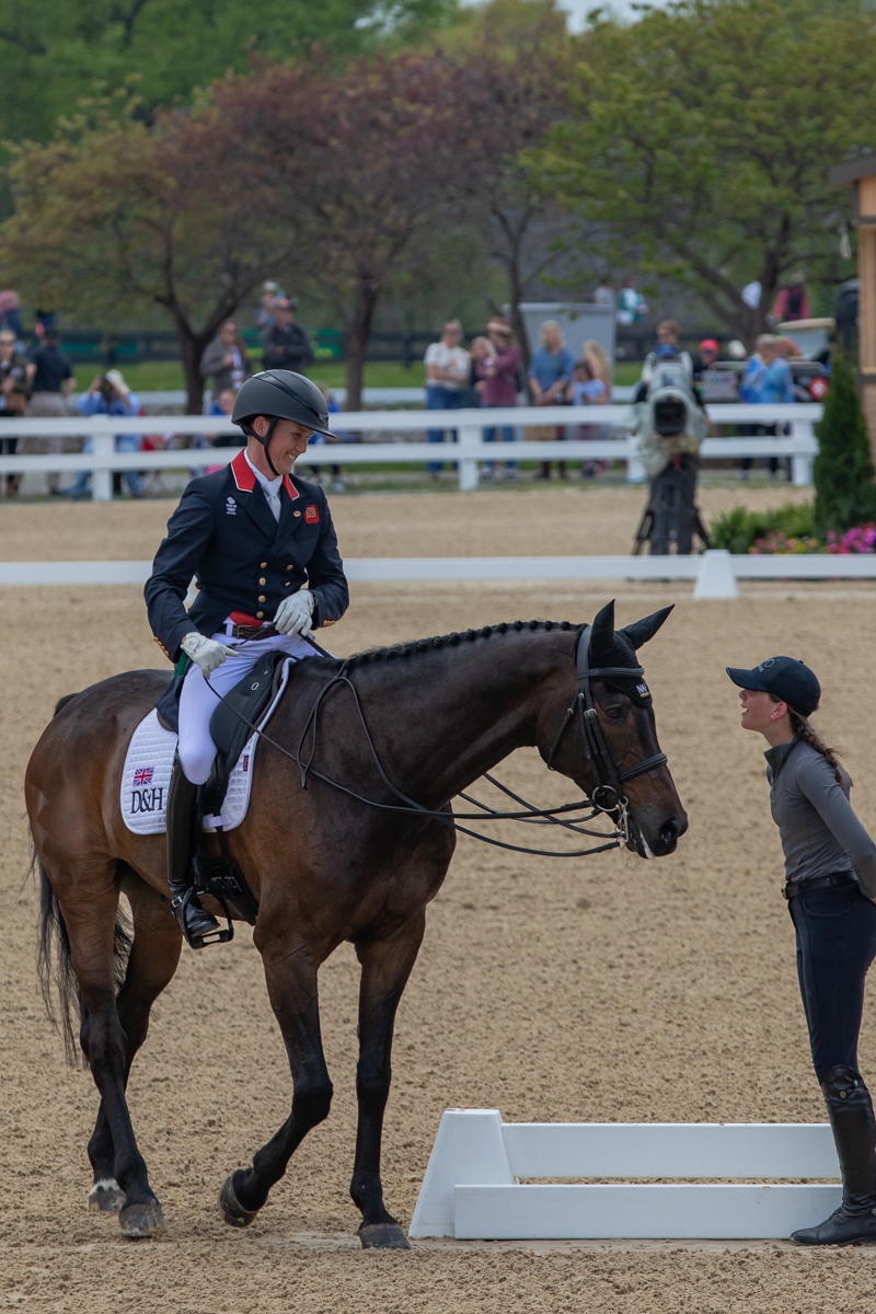 A cute moment as Tom McEwen and JL Dublin (GBR) exit the ring