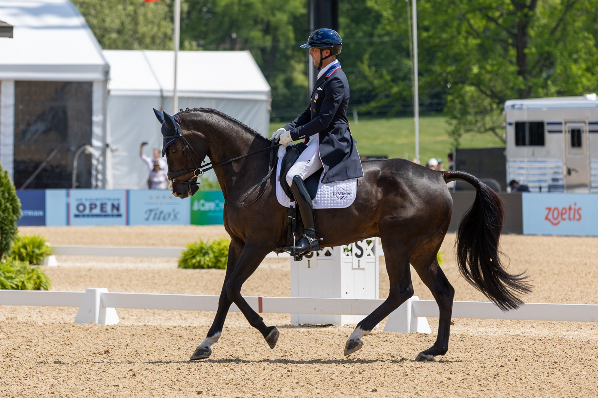 Will Coleman and Diabolo, early leaders of the 2026 Defender Kentucky Three Day Event CCI5*-L after the first day of dressage.
