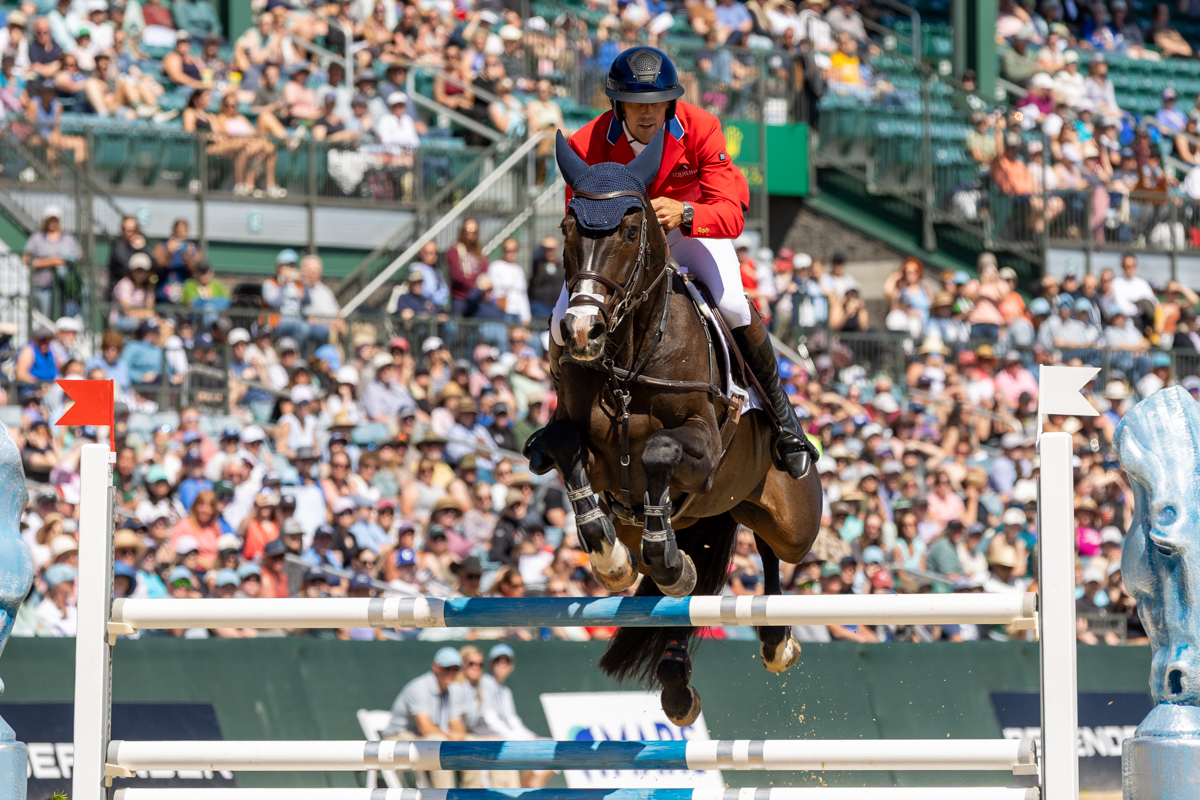 Will Coleman and Diabolo clear the final jump of the 2026 Defender Kentucky Three-Day Event.