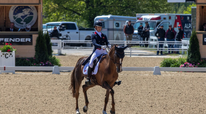 Yasmin Ingham during dressage at the 2024 Defender Kentucky Three-Day Event