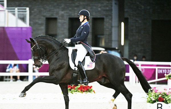 Adrienne Lyle and Salvino in the Grand Prix Special at the Tokyo Olympics. Team Silver medal