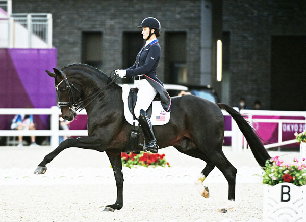 Adrienne Lyle and Salvino in the Grand Prix Special at the Tokyo Olympics. Team Silver medal