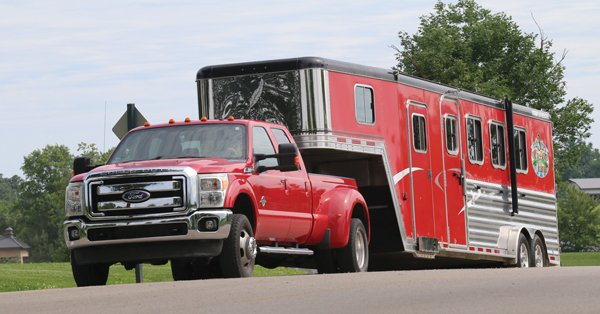 Truck-Horse-Trailer Red Ford and rig