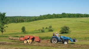 Baling Hay in a field