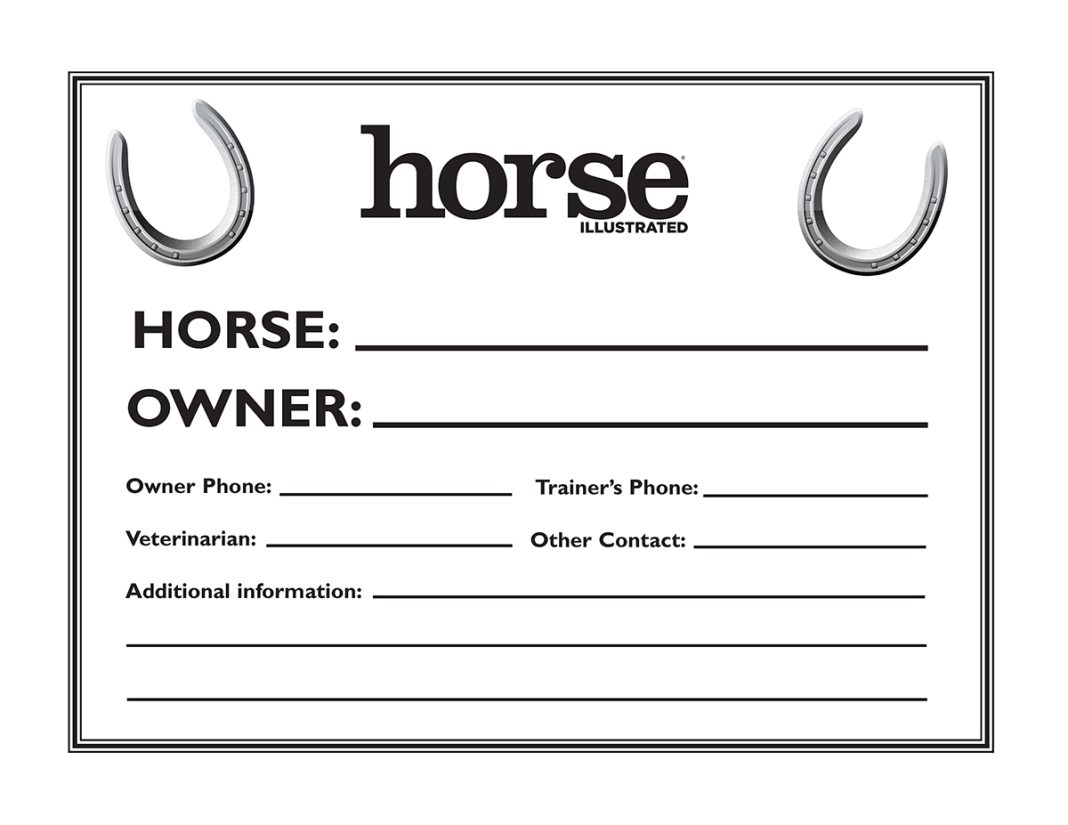 Free Printable Horse Stall Cards