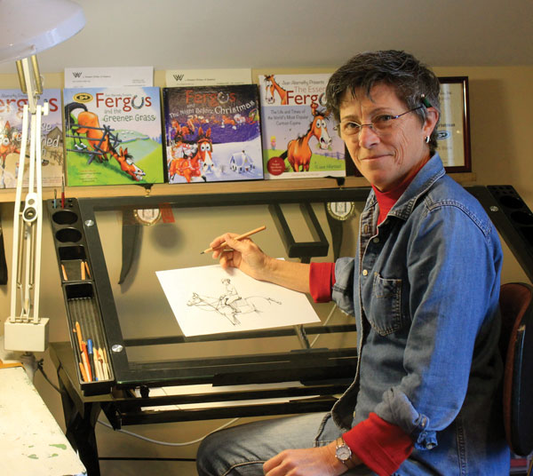 Horse book illustrator Jean Abernethy in her study.