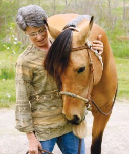 Horse book illustrator Jean Abernethy with her horse Willow.