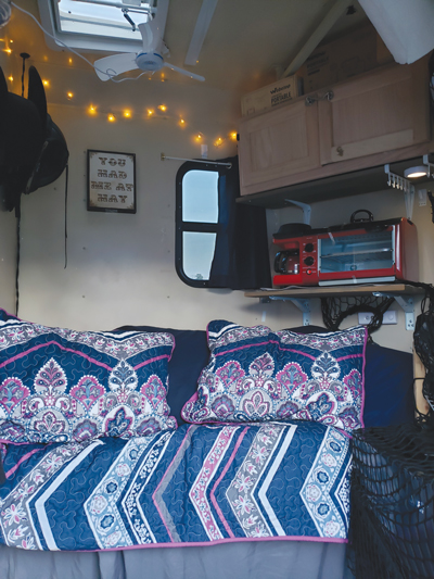 Bed inside mobile tack room