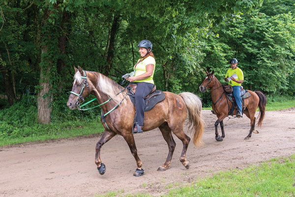 Riders on mounted orienteering trail.