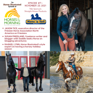 Podcast Episode #7: Friesians, Equestrian Blogging Adventures, and Having a Horsey Holiday Season for November 23, 2021 from Title Sponsor Straight Arrow Products