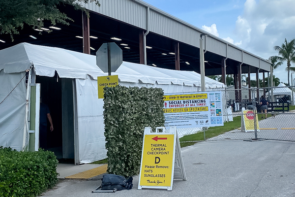 thermal camera checkpoints for COVID-19 within the horse show industry