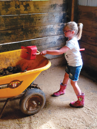 Child Cleaning a Stall